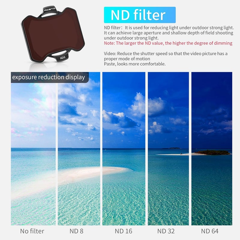 RCGEEK ND Filters Set for DJI Avata 2 Accessories, 6 Pack Plastics Gimbal Camera Len Filters for DJI Avata 2 (CPL, UV, ND8, ND16, ND32, ND64) - Image 4